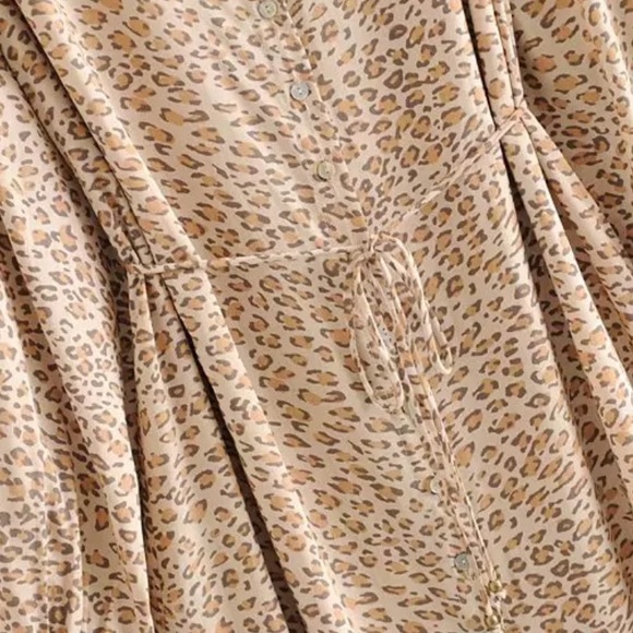 Bohemian Leopard Print Maxi Dress Button Up Gypsy - Picture 10 of 16